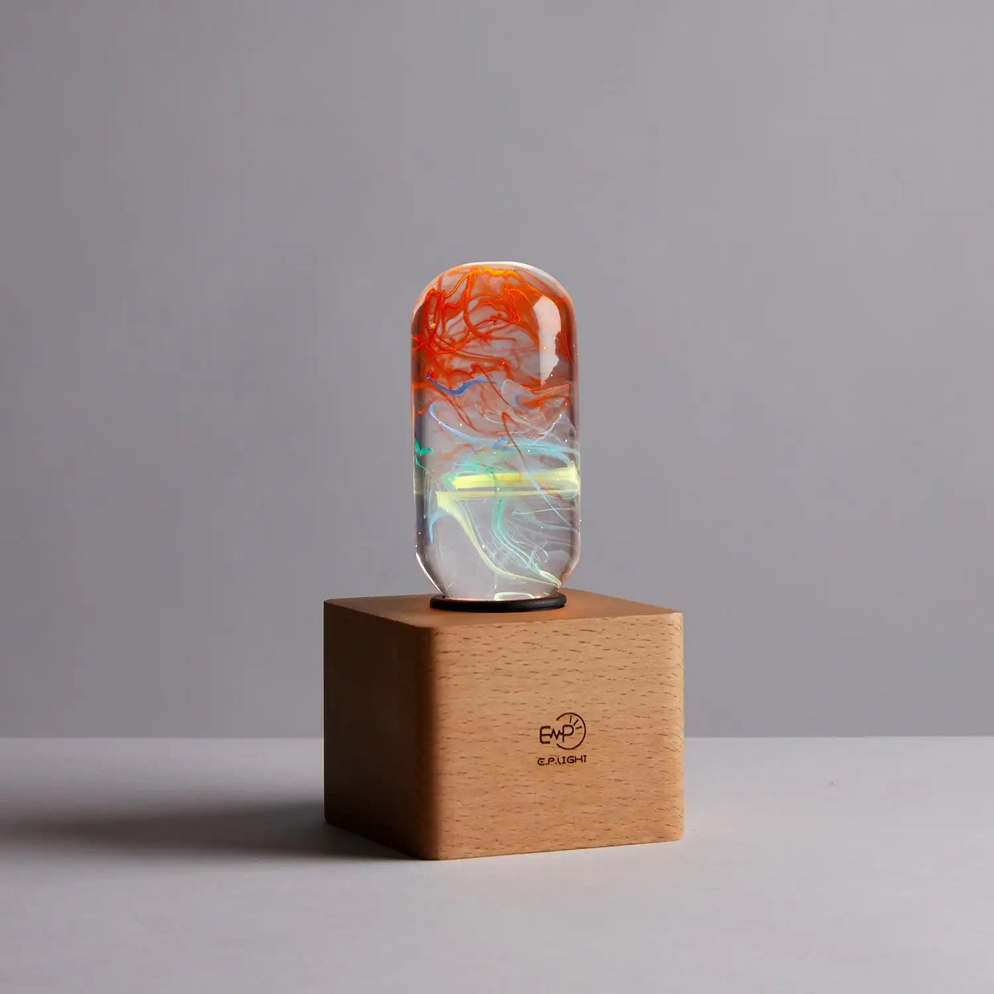 Creative Epoxy Resin Wood Light Lamp, Handmade Multi Color Aquatic Ocean Lamp Led Night Light Desktop Decor Birthday Gift
