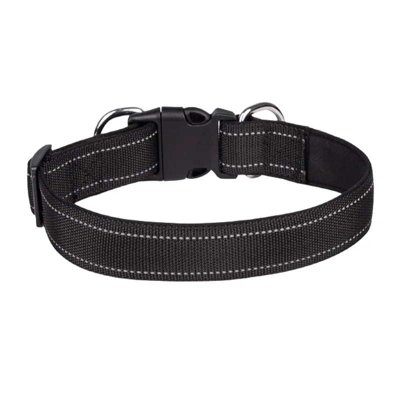 Reflective Dog Collar,Soft Neoprene Padded Breathable Nylon Pet Collar Adjustable for Medium Large Dogs, Neck 25-60 Centimeter