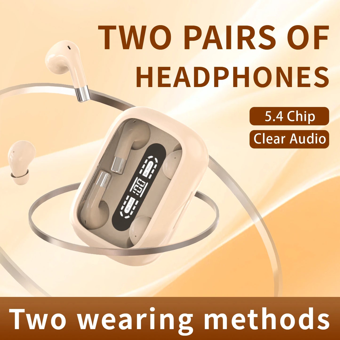 SK 2in1 Dual Headphones 5.4 Bluetooth Wireless Earphones Sports Sleeping Noise Reduction HD Call Headset HIFI Music Bass Earbuds