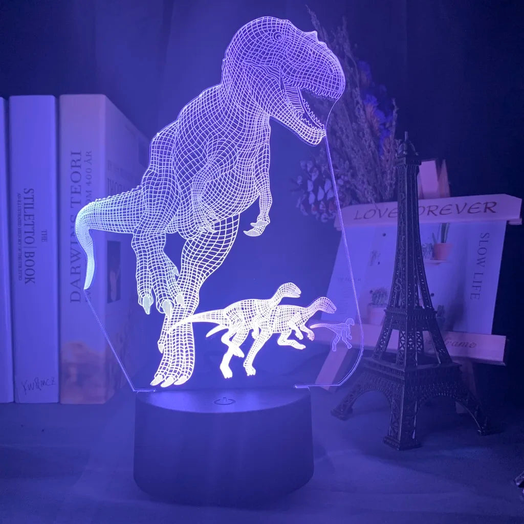 Baby Night Light Dinosaur Triceratops for Kids Bedroom Decor Nightlight Cool Birthday Gift 3d Illusion Acrylic Battery Desk Lamp