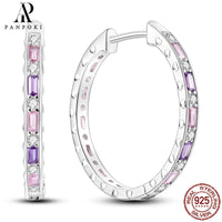HOT 65 Style Sterling Silver 925 Pave Shiny CZ Heart Hoop Earrings Fit Original Earrings Fine Women Jewelry Fine Fashion Gifts