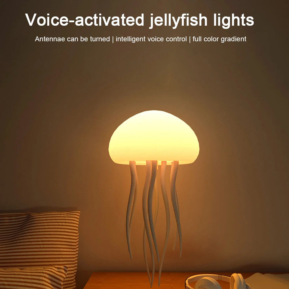 3D Jellyfish Night Light Jellyfish Nightlight with Rotating Tentacles Jellyfish Bedside Lamp Type-C Charging for Kids Room