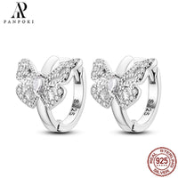 HOT 65 Style Sterling Silver 925 Pave Shiny CZ Heart Hoop Earrings Fit Original Earrings Fine Women Jewelry Fine Fashion Gifts