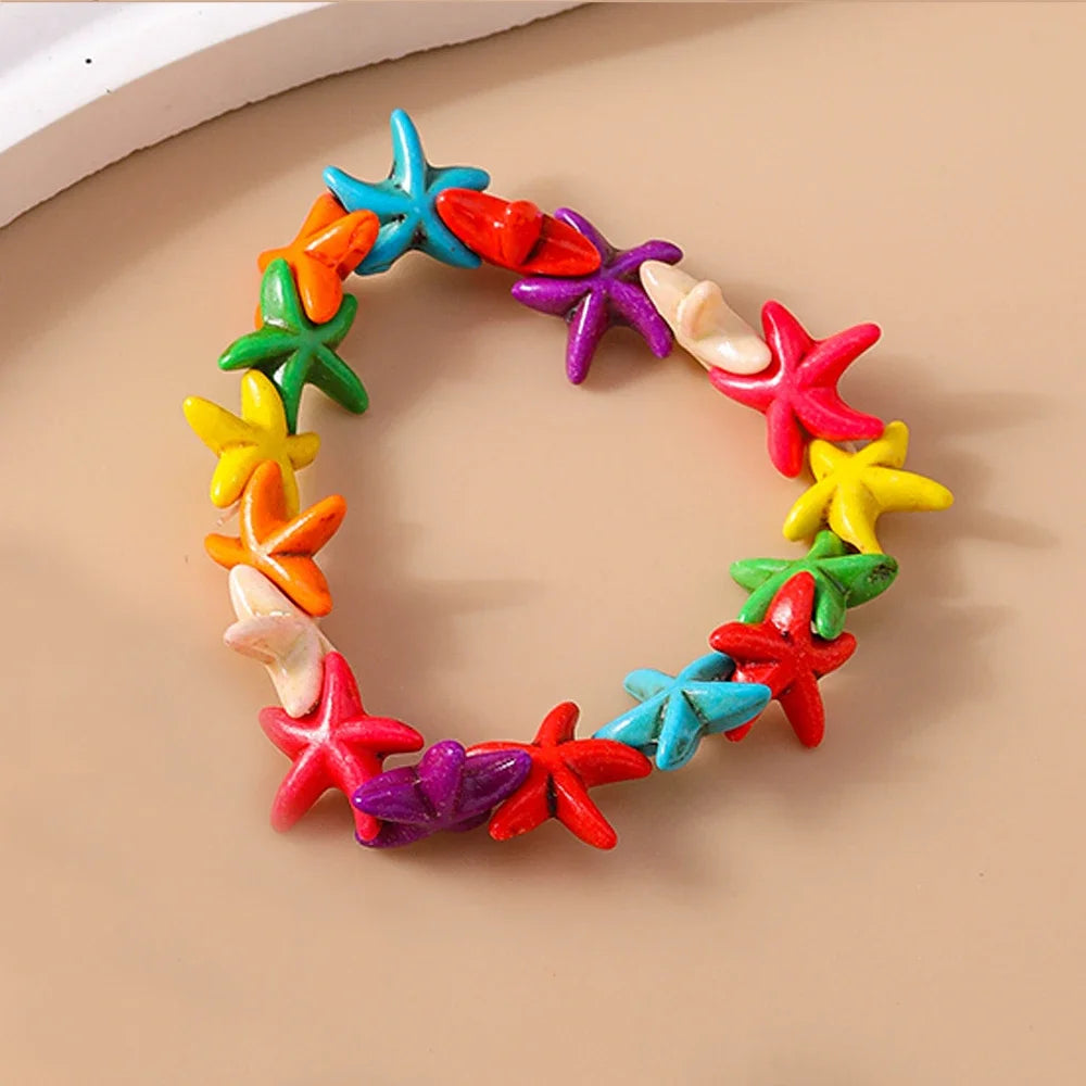 Bohemia Colorful Starfish Bracelets for Women Girls Turtle Beaded Bracelets Summer Beach Jewelry Gifts