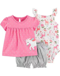 Summer Baby Girls Clothes Set Cotton Flower Fashion Infant Outfits Short Sleeved Bodysuit Shorts 3Pcs kids Clothing 6-24 Months