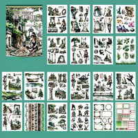 A5 Western Style Character Theme Stickers Book PET Material Pre-cut Model Retro Literary Style Diary Decoration Basic Material