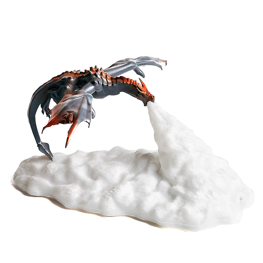 3D Printed Nightstand Lamp Eye Protection Fire/Ice Dragon Tabletop Light Kids Sleep Accompany USB Charge for Bedroom/Living Room