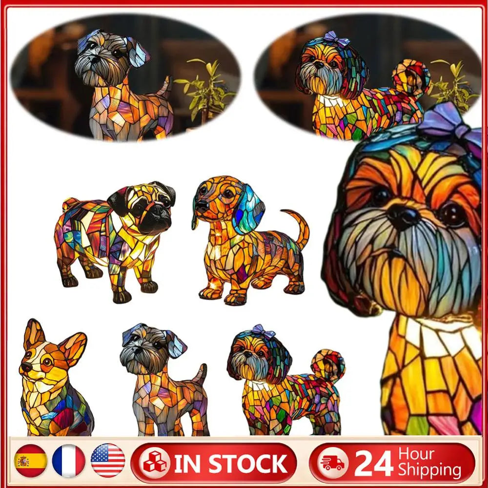Resin Dog Series Art Night Light with Warm Ambient Glow Cute Pet Dog Themed Led Creative Animals Table Lamp for Home Decoration