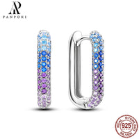 HOT 65 Style Sterling Silver 925 Pave Shiny CZ Heart Hoop Earrings Fit Original Earrings Fine Women Jewelry Fine Fashion Gifts