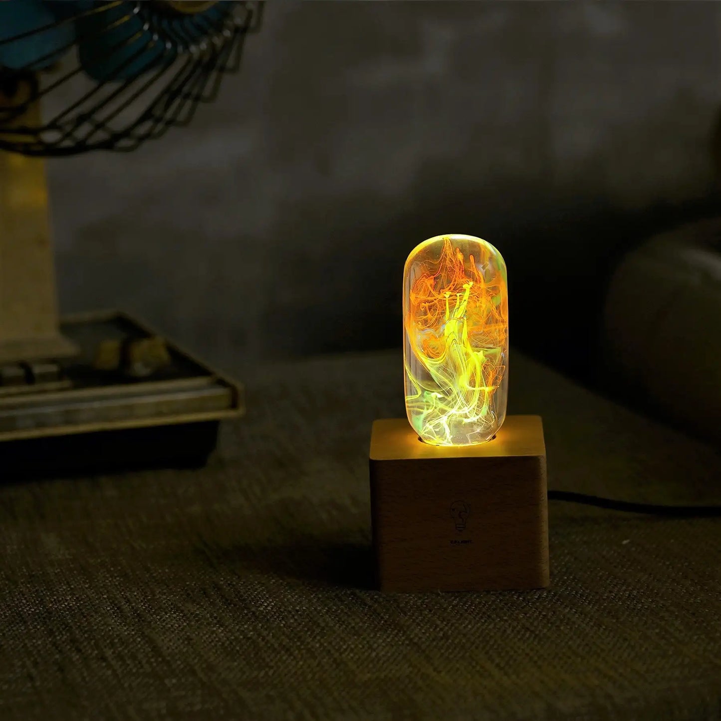 Creative Epoxy Resin Wood Light Lamp, Handmade Multi Color Aquatic Ocean Lamp Led Night Light Desktop Decor Birthday Gift