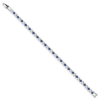 925 Sterling Silver Tennis Bracelet Sapphire Gemstone Blue Stone Bangle for Women Engagement Wedding Fine Jewelry Gift USA Stock
