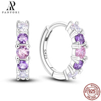 HOT 65 Style Sterling Silver 925 Pave Shiny CZ Heart Hoop Earrings Fit Original Earrings Fine Women Jewelry Fine Fashion Gifts