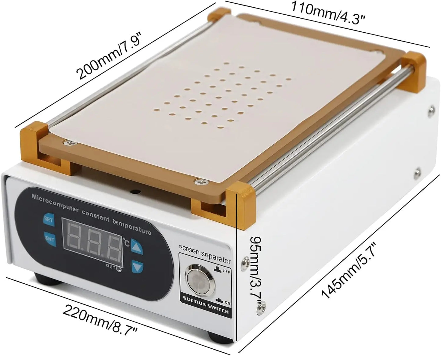 7 Inch LCD Screen Separator Machine, Touch Screen Removal, Built-in Vacuum Pump Phone Heating Plate Glass Removal Repair Device