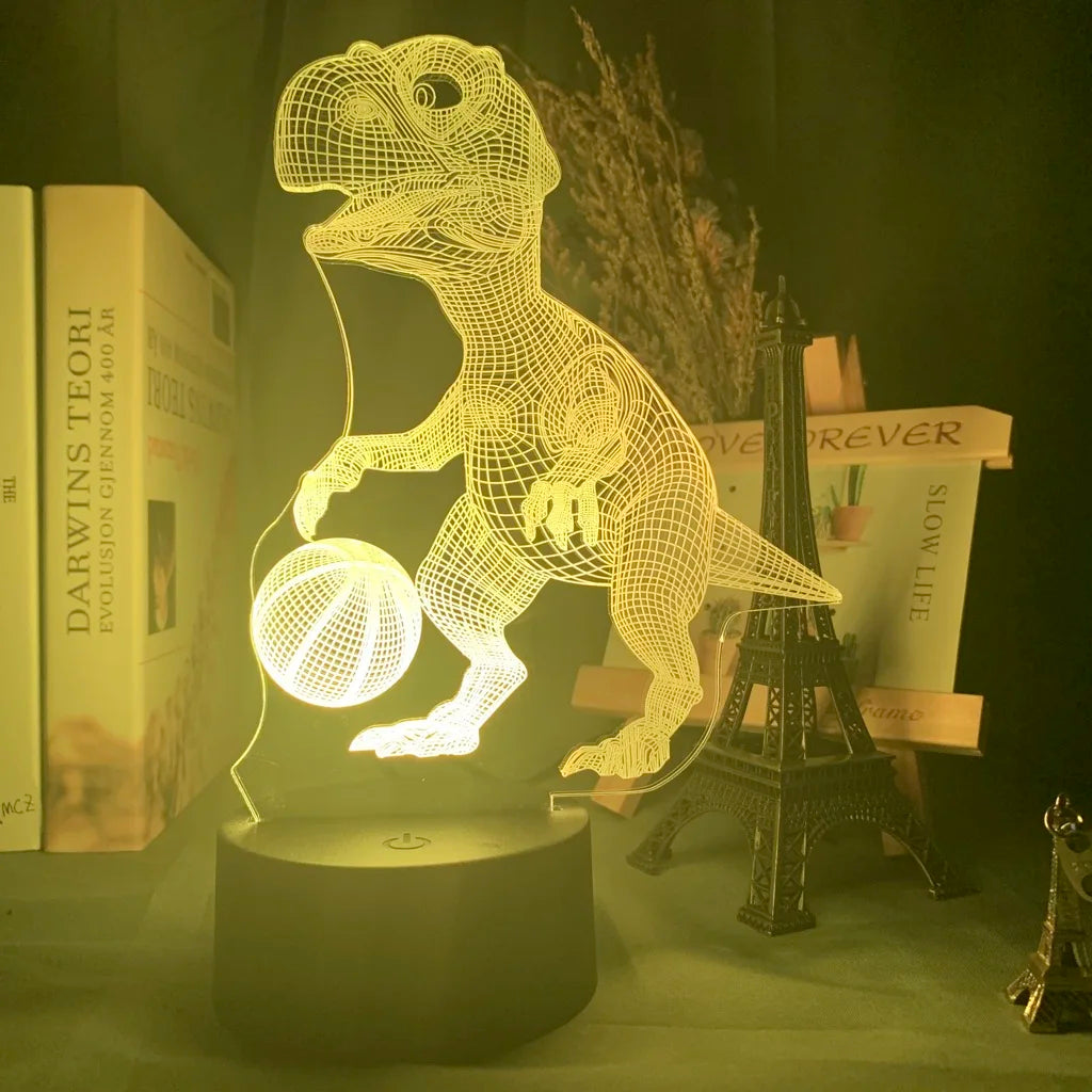 Baby Night Light Dinosaur Triceratops for Kids Bedroom Decor Nightlight Cool Birthday Gift 3d Illusion Acrylic Battery Desk Lamp