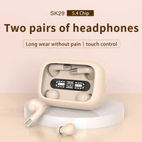 SK 2in1 Dual Headphones 5.4 Bluetooth Wireless Earphones Sports Sleeping Noise Reduction HD Call Headset HIFI Music Bass Earbuds