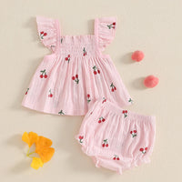 Toddler Girl Floral Print Ruffle Sleeve Top and Shorts Set Elastic Waistband Summer Outfit 2 Piece Baby Girl Clothes