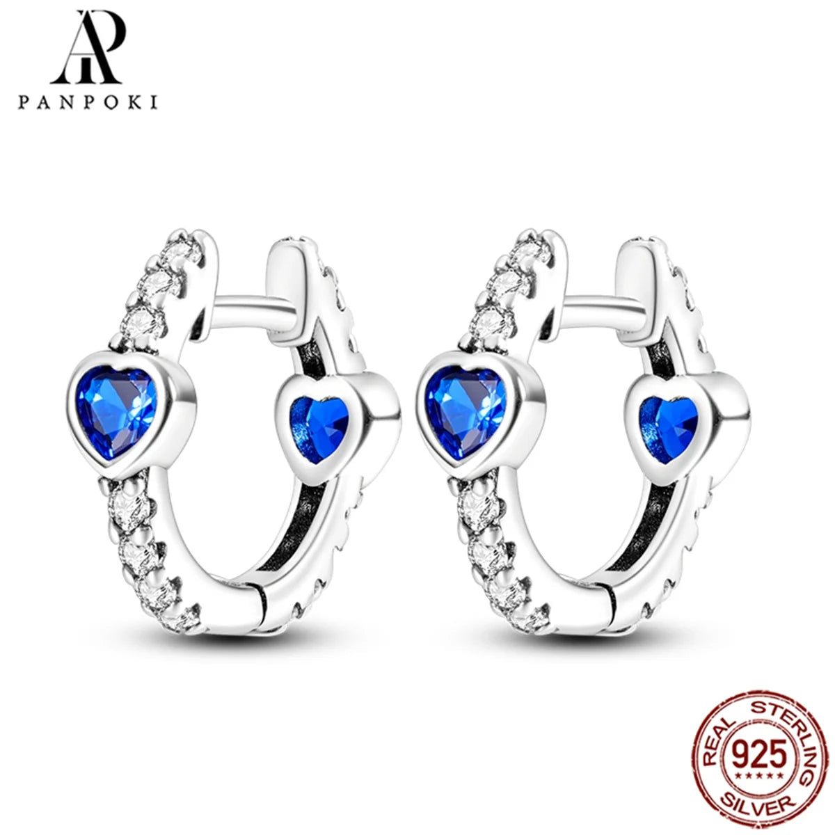 HOT 65 Style Sterling Silver 925 Pave Shiny CZ Heart Hoop Earrings Fit Original Earrings Fine Women Jewelry Fine Fashion Gifts