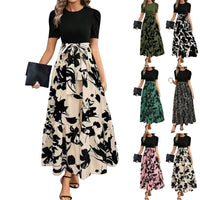 Women's Dresses High Waist Floral Print Dress Elegant Fashionable Maxi Sundress Casual Vintage Style For Spring Summer