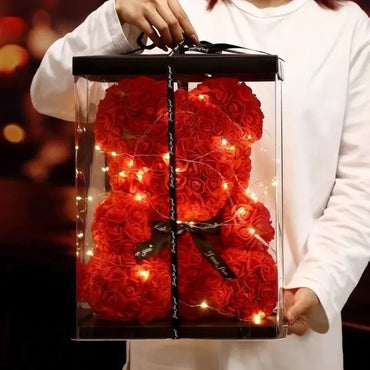 2025 Eternal Flower 25cm Artificial Teddy Rose Flower Bear with Box Girlfriend Women Birthday Wedding Party Decor Romantic Gift