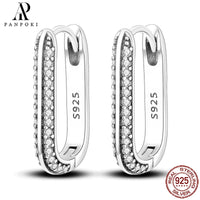 HOT 65 Style Sterling Silver 925 Pave Shiny CZ Heart Hoop Earrings Fit Original Earrings Fine Women Jewelry Fine Fashion Gifts