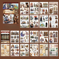 A5 Western Style Character Theme Stickers Book PET Material Pre-cut Model Retro Literary Style Diary Decoration Basic Material