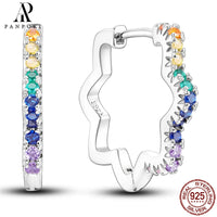 HOT 65 Style Sterling Silver 925 Pave Shiny CZ Heart Hoop Earrings Fit Original Earrings Fine Women Jewelry Fine Fashion Gifts