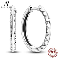HOT 65 Style Sterling Silver 925 Pave Shiny CZ Heart Hoop Earrings Fit Original Earrings Fine Women Jewelry Fine Fashion Gifts