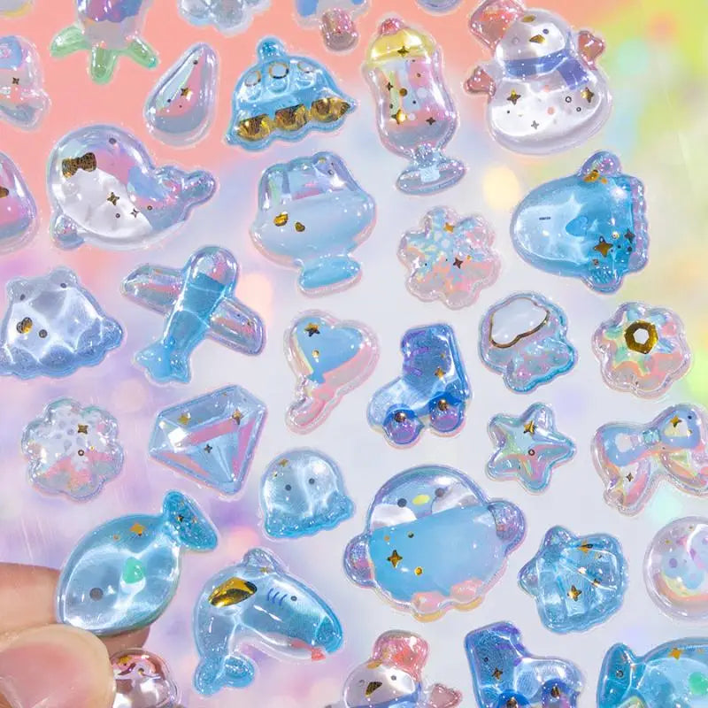 Cartoon Animal 3D Relief Crystal Stickers DIY Scrapbook Journal Phone Case Diary Decoration Gifts