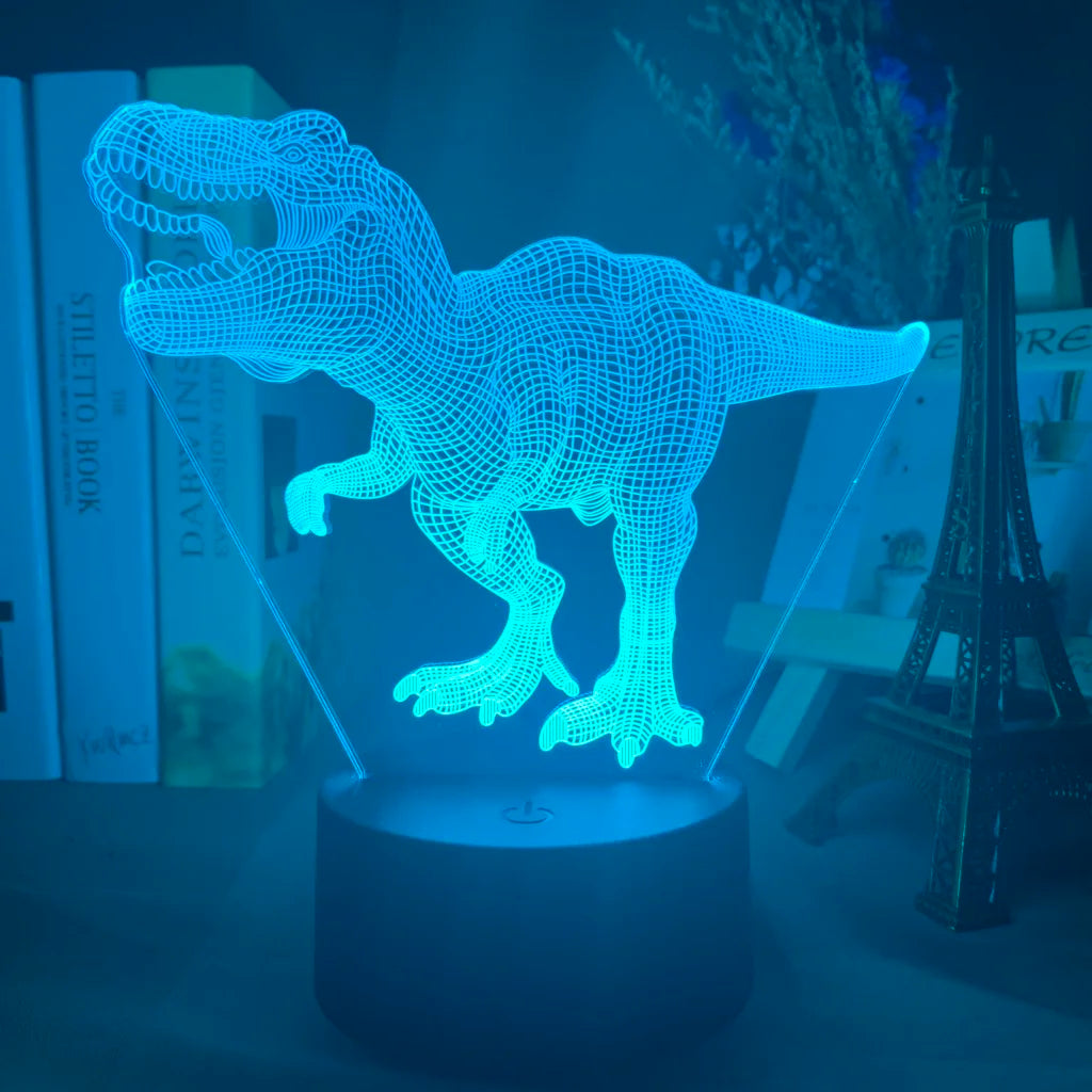 Baby Night Light Dinosaur Triceratops for Kids Bedroom Decor Nightlight Cool Birthday Gift 3d Illusion Acrylic Battery Desk Lamp
