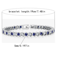 925 Sterling Silver Tennis Bracelet Sapphire Gemstone Blue Stone Bangle for Women Engagement Wedding Fine Jewelry Gift USA Stock