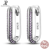 HOT 65 Style Sterling Silver 925 Pave Shiny CZ Heart Hoop Earrings Fit Original Earrings Fine Women Jewelry Fine Fashion Gifts