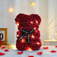 2025 Eternal Flower 25cm Artificial Teddy Rose Flower Bear with Box Girlfriend Women Birthday Wedding Party Decor Romantic Gift