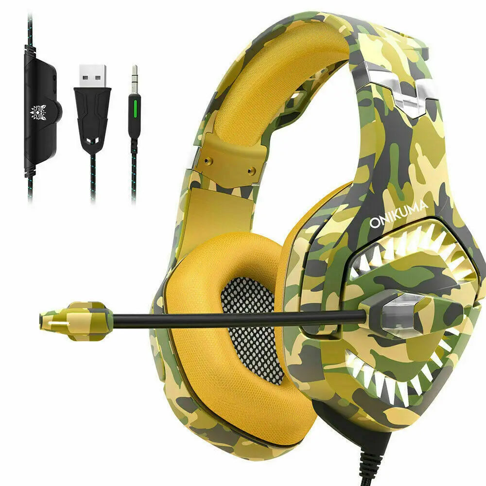 K1PRO Wired Gaming Headset for PS4 PC Xbox One PS5 Controller,Noise Cancelling Over Ear Headphones with Adjustable Mic,Bass Surr