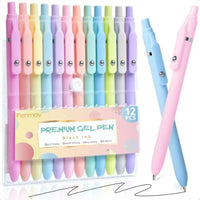 Gel Pens 12 Pcs 0.5mm Fine Point Aesthetic Pens Quick Dry No Smudge Smooth Writing Comfortable Grip Pen Cute Black Ink Journali