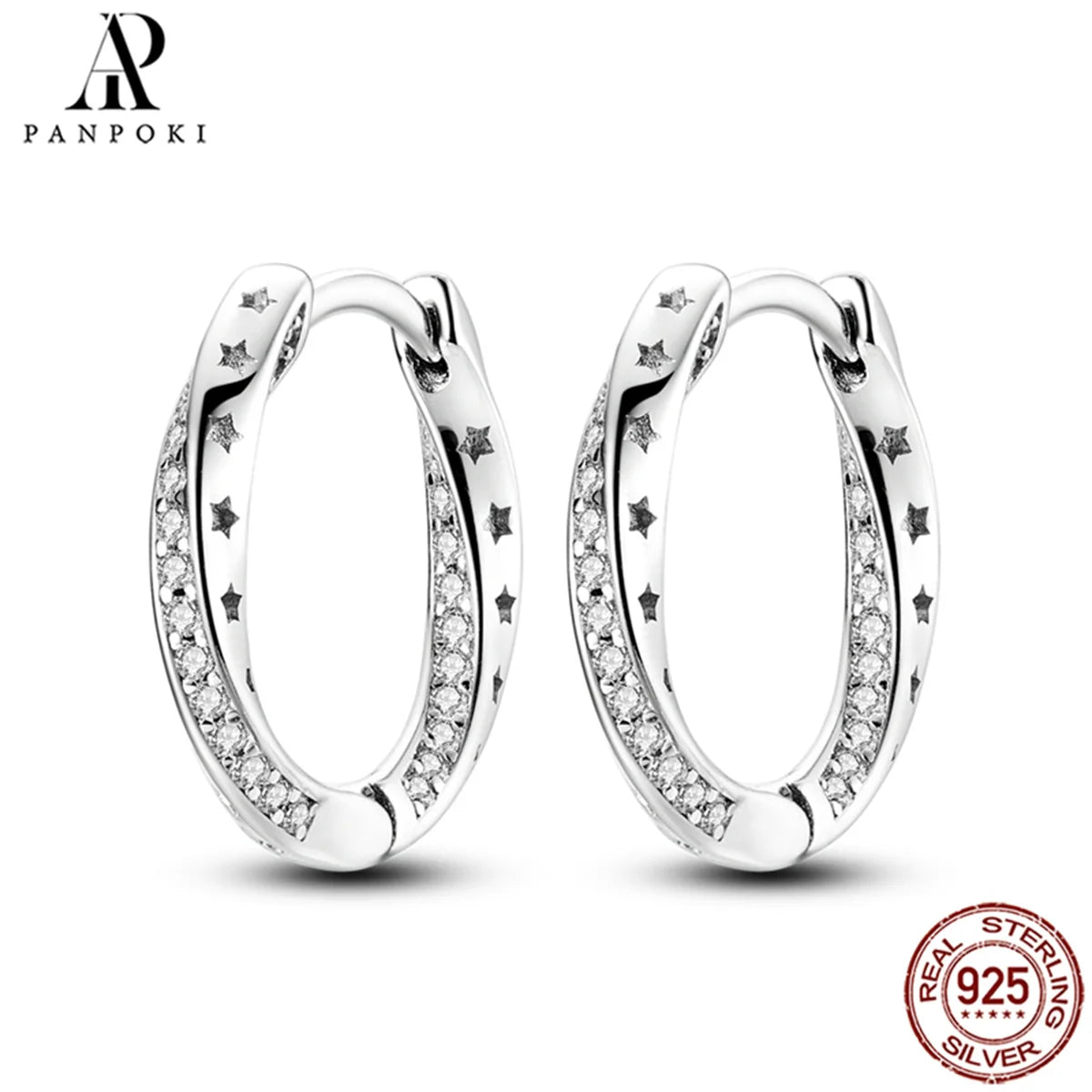 HOT 65 Style Sterling Silver 925 Pave Shiny CZ Heart Hoop Earrings Fit Original Earrings Fine Women Jewelry Fine Fashion Gifts