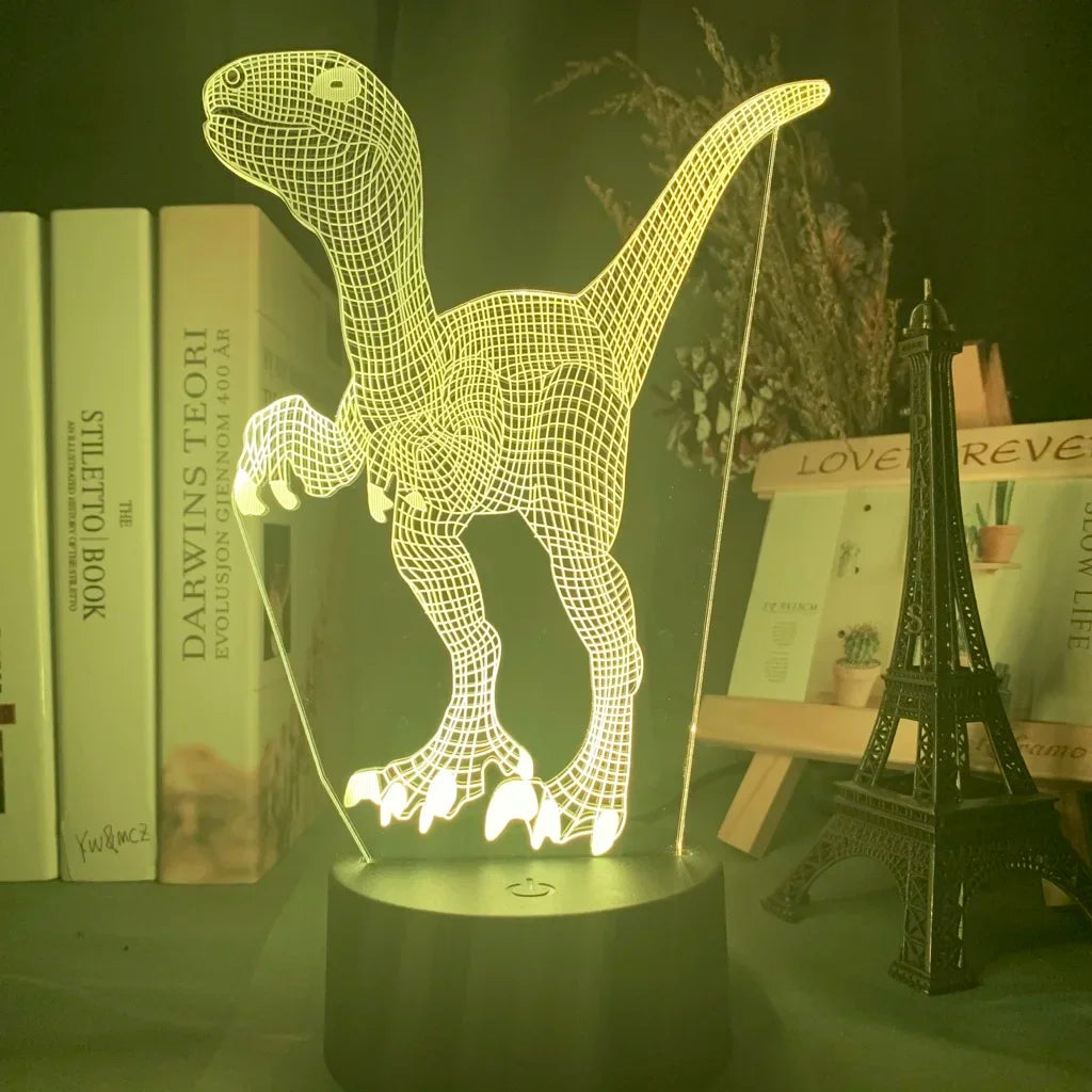 Baby Night Light Dinosaur Triceratops for Kids Bedroom Decor Nightlight Cool Birthday Gift 3d Illusion Acrylic Battery Desk Lamp