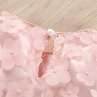 Infant Girls Sleeveless Dress with Floral Print Mesh Patchwork Bow Detail - Cute and Casual Solid Color Dress