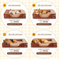 Memory Foam Dog Bed Small Dogs Bolstered Sofa Design Waterproof Removable Cover Orthopedic Support Easy Clean Pet Couch