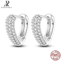 HOT 65 Style Sterling Silver 925 Pave Shiny CZ Heart Hoop Earrings Fit Original Earrings Fine Women Jewelry Fine Fashion Gifts