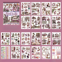 A5 Western Style Character Theme Stickers Book PET Material Pre-cut Model Retro Literary Style Diary Decoration Basic Material