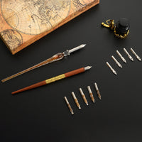 European Dip Pen Fountain Retro Starry Sky Glass Calligraphy Pen Stationery Gift