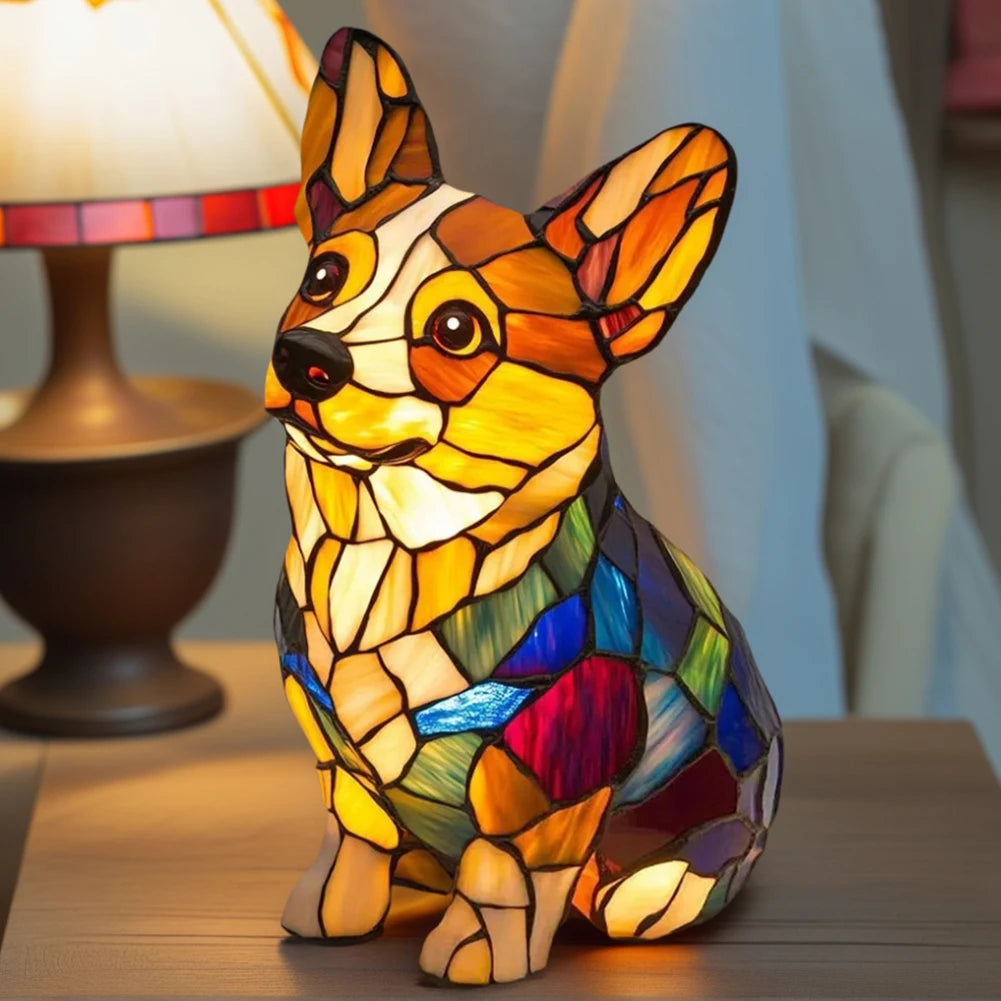 Resin Dog Series Art Night Light with Warm Ambient Glow Cute Pet Dog Themed Led Creative Animals Table Lamp for Home Decoration