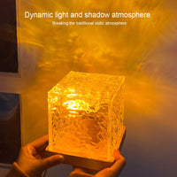 Rotating Water Ripple Small Night Lamp 16 Colors Water Ripple Cube Night Light Remote Control for Bedside Birthday Holiday Gift