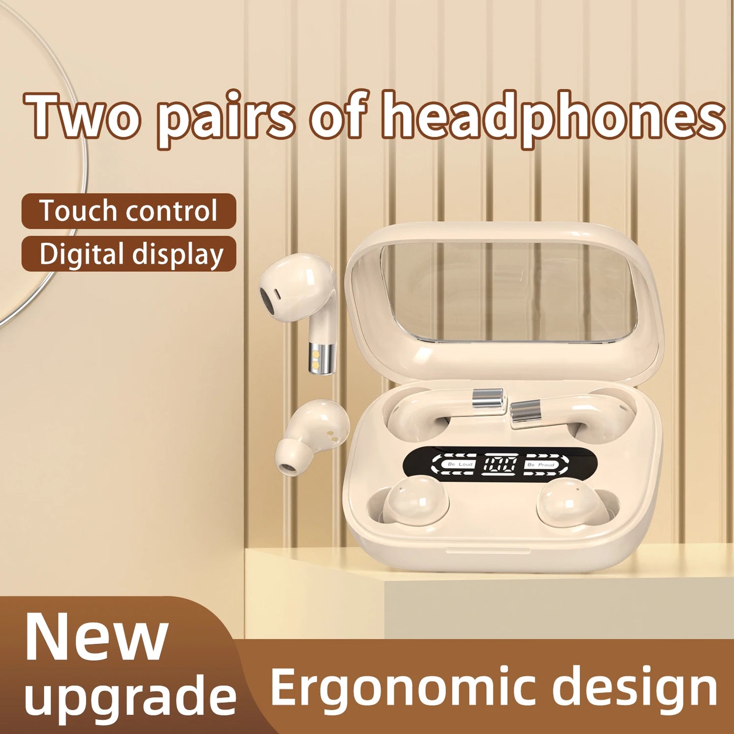 SK 2in1 Dual Headphones 5.4 Bluetooth Wireless Earphones Sports Sleeping Noise Reduction HD Call Headset HIFI Music Bass Earbuds