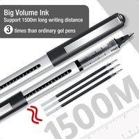 Rollerball Pens Fine Tip: 16 Pack 0.5mm Black Pens for NoteTaking Writing Signature Office Journaling Stationary plies