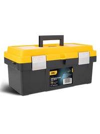 Deli 17in Plastic Tool Box, Storage Organizer with Secure Latch, Portable Design, Perfect for Home, Garage, and DIY Projects