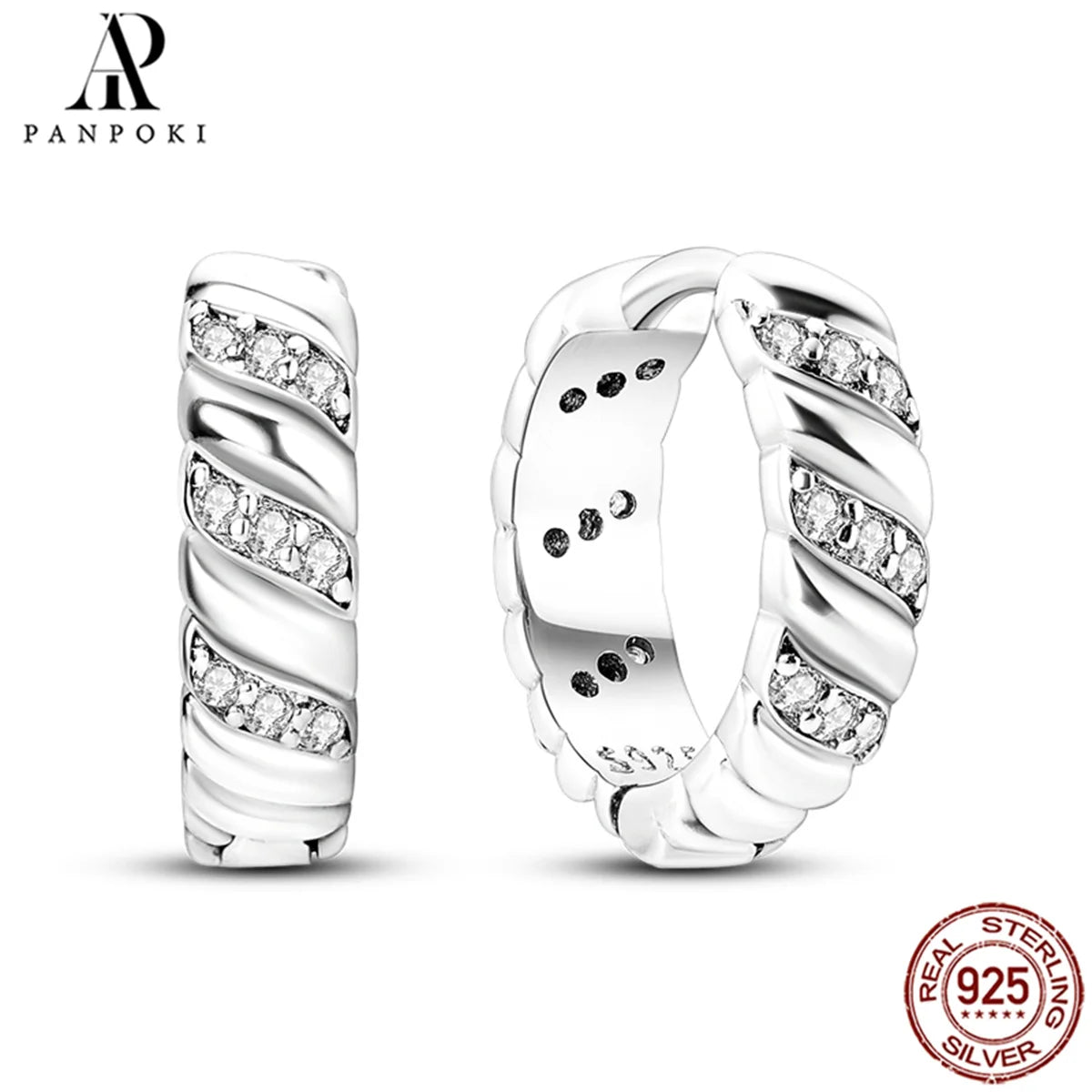 HOT 65 Style Sterling Silver 925 Pave Shiny CZ Heart Hoop Earrings Fit Original Earrings Fine Women Jewelry Fine Fashion Gifts