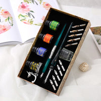 European Dip Pen Fountain Retro Starry Sky Glass Calligraphy Pen Stationery Gift