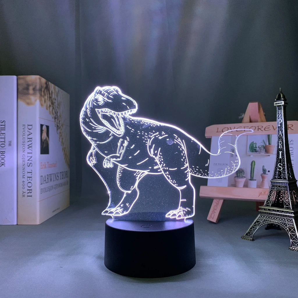 Baby Night Light Dinosaur Triceratops for Kids Bedroom Decor Nightlight Cool Birthday Gift 3d Illusion Acrylic Battery Desk Lamp