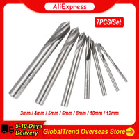 7PCS M42 HSS Drill Bits High Speed Steel Cobalt Spotting Drill Bits Set Round Shank 90 Degree Drilling Chamfering Tool 3mm-12mm